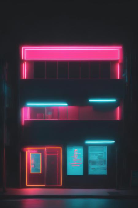 00066-3061661156-_lora_Neon Night_1_Neon Night - a building with neon lights on the front of it.png